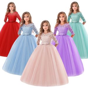 Girl Dresses Girl's Year Princess Long for Fashion Lace Elegant Kids Girls Spring Sleevarty Baby Des