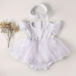 Vestidos de niña Ropa de bebé Yg para niña Venta al por mayor Princesa de luna llena Falda de una pieza Calzoncillos Traje rastrero Vestido de verano de 0 a 3 años