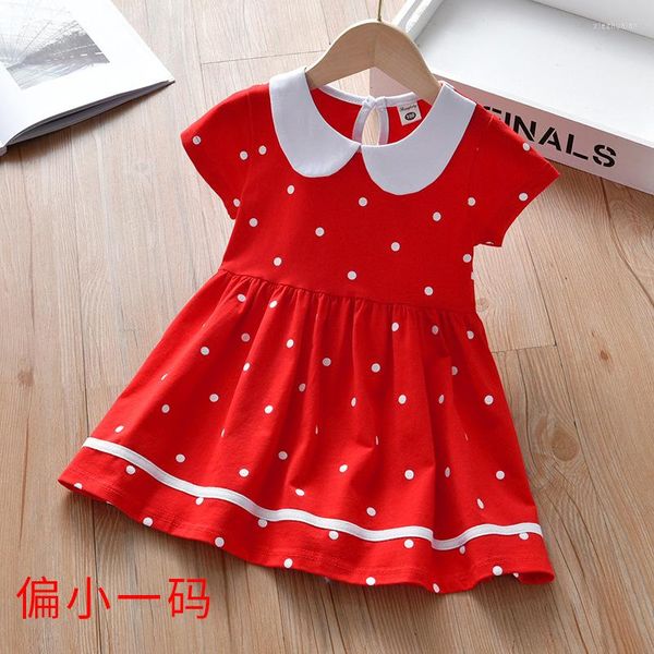 Robes pour filles Robe pour filles Été Style occidental Collier de poupée coréenne Petit point à manches courtes Princesse Vêtements pour enfants