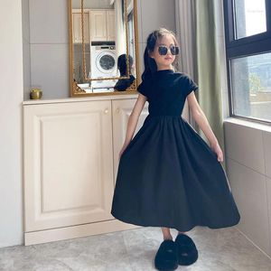 Robes de filles filles robe noire 3-12 ans coton fête adolescent étudiant mode été princesse enfants décontracté
