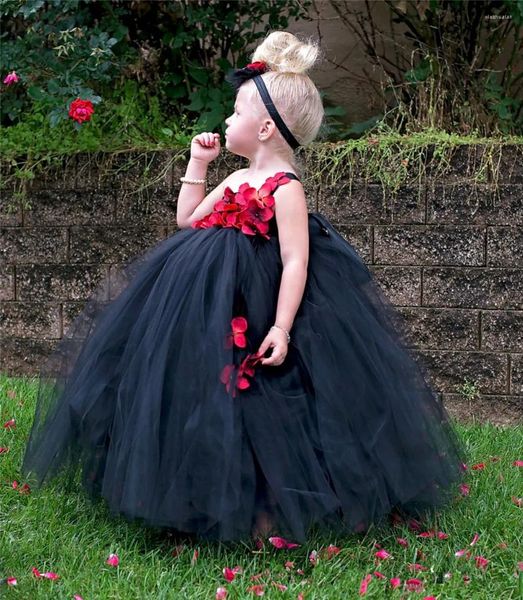 Filles robes filles robes de tutu noire enfants fleur fée tulle