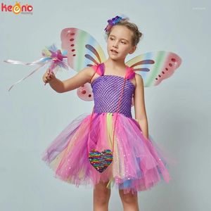 Robe Tutu fantaisie papillon pour filles, tenue princesse avec ailes, Costume de princesse pour fête d'anniversaire, Halloween, Cosplay, Tulle de printemps