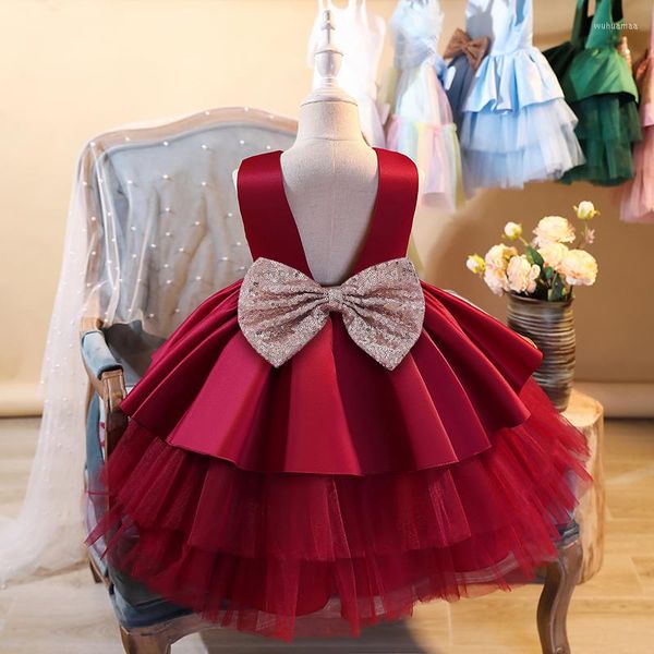 Fille robes filles enfants princesse robe de soirée soirée anniversaire élégant sans manches enfants vêtements enfant en bas âge gâteau Tutu été