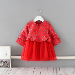 Meisjesjurken meisjes kerstjurk herfst herfst Chinese stijl peuter bloemen kinderen voor kanten kinderen kleding baljurk 0-5y