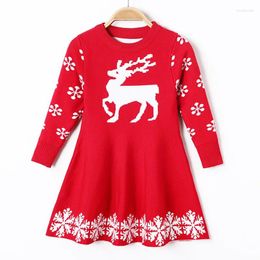 Vestidos para niñas, vestido de suéter de Navidad para niñas, ropa cálida de invierno, disfraz de punto para niños pequeños de 2 a 8 años