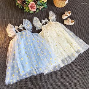 Robes de fille filles Daisy maille robe bleu rose enfants pour coréen bébé vêtements enfant en bas âge été