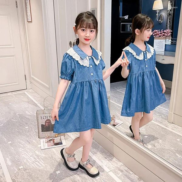 Robes d'été en Denim pour filles, vêtements de mode pour bébés, manches bouffantes, princesse mignonne pour enfants