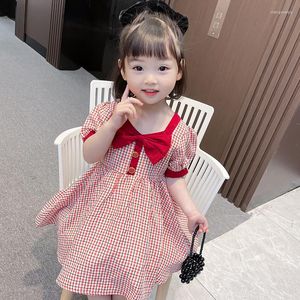 Fille robes filles robe 2023 été collège Style tendance mode belle mignon enfant en bas âge bébé arc princesse enfants vêtements