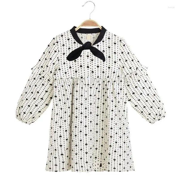 Robes pour filles, vêtements décontractés pour enfants, printemps et automne, manches longues, tendance, cœur de pêche, vêtements pour enfants