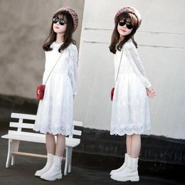 Meisjesjurken Meisjesjurk Kinderlente en herfst Lange mouwen Koreaanse stijl Grote kleding Kant