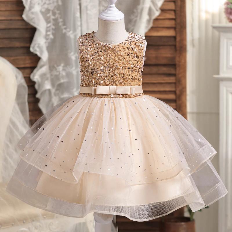 Vestidos para niñas, vestido para niñas, lazo con estampado de flores, vestidos de noche elegantes de princesa pequeña para actuación de Piano, ropa para niños