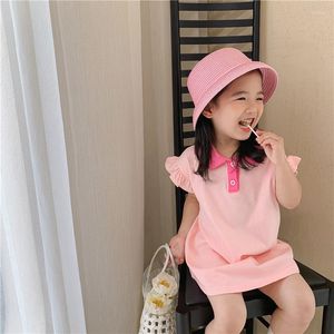 Fille robes filles robe enfants T-shirt jupe 2023 été coréen bébé POLO col pull à manches courtes princesse