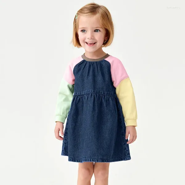 Robes de fille robe de fille correspondant Denim enfants vêtements bébé princesse automne coton enfants