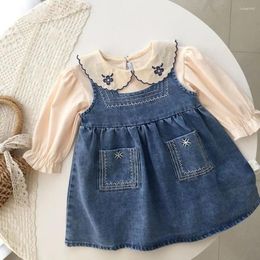 Robes de fille Ensemble de robe pour filles Denim Casual All-match Robe d'été et chemisier deux pièces Version coréenne Mode Rétro Vêtements pour enfants