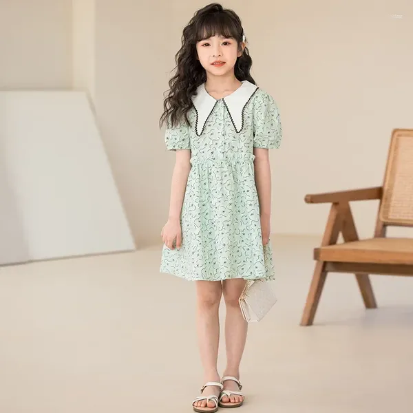 Robes d'été pour filles, vêtements de princesse de Style coréen pour enfants, imprimés floraux frais, doux, #2024, 7381