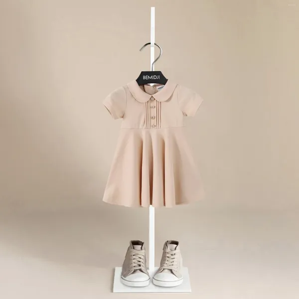 Robes d'été en coton pour filles, tenue de princesse à manches courtes, respirante, Simple, vêtements pour enfants en bas âge