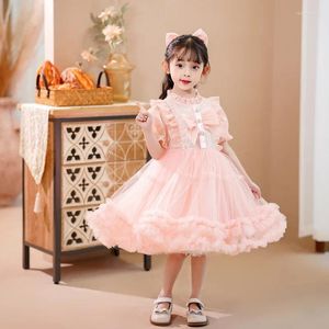 Girl Dresses Girls Fluffy Gauze Dress 2024 Zomer Koreaanse versie Stijlvolle prinses Little Trendy