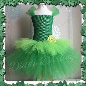 Meisjesjurken meisjes groen 2layers cake tutu jurk kinderen haak tule baljurk met madeliefje bloemen kinderen feestkostuum pograph