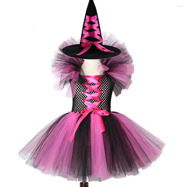 Vestidos para niña, disfraz de Halloween para niñas, vestido tutú de tul con sombrero, conjunto de 2 uds., traje para niños de 2 a 12 años, ropa bonita para fiesta, Ropa de baile