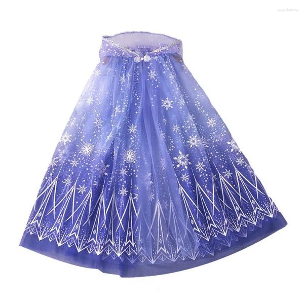 Vestidos de niña, capa con capucha para niñas, copos de nieve de estrellas, plumas de pavo real, volantes transparentes de tul, disfraz de Cosplay para escenario, chal de princesa para niños