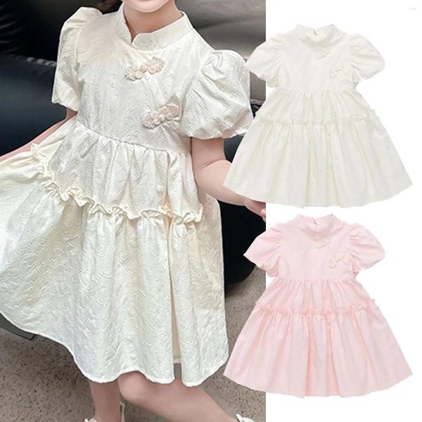 Vestidos de chicas 'Viento chino mejorado de chicas Hanfu Hanfu Baby 2t para niñas Combatirios de algodón