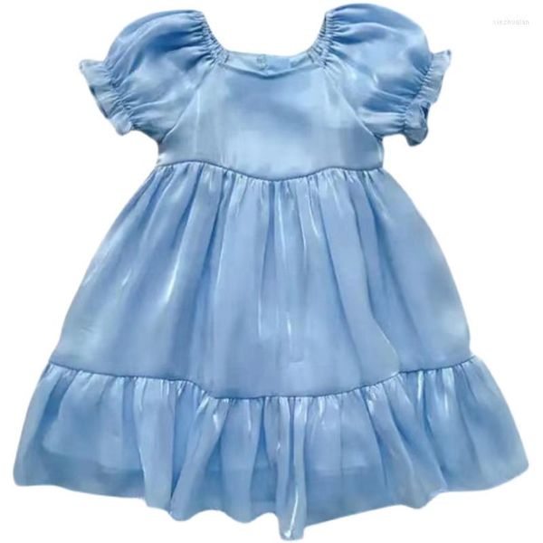 Fille robes filles coréenne manches bouffantes douce princesse été mode commerce enfants bébé genou longueur robe enfant en bas âge vêtements 2-7Y