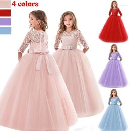 Vestidos de niña, vestido de encaje para niñas, vestido de fiesta de noche bordado, Vestidos de princesa para niños de 6 a 14 años