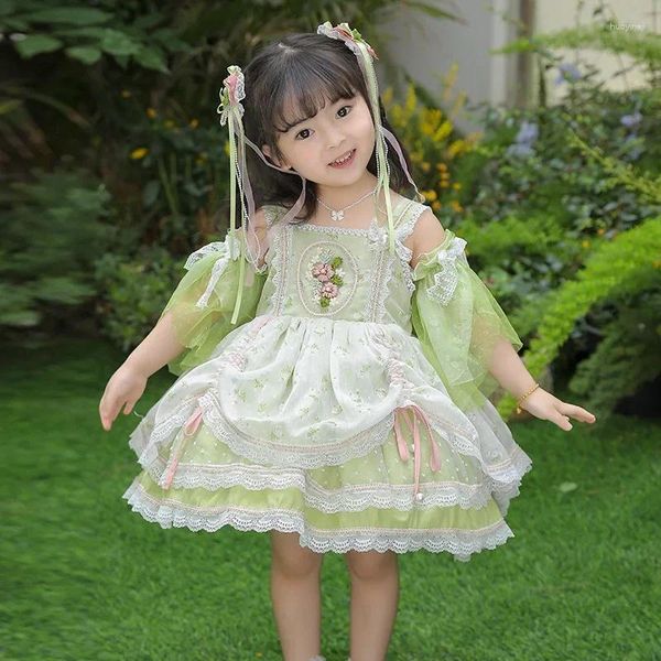 Robe Lolita pour filles, jupe Tutu de princesse verte pour bébé, vêtements d'été pour fête d'anniversaire et de mariage, pour tout-petits