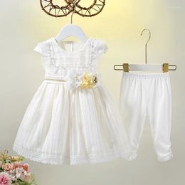 Girl Dresses Girls 'Mesh Dress 2024 Fashion Children's Summer Fluffy Princess 3D Flower Round Neck Mouwlive Wear