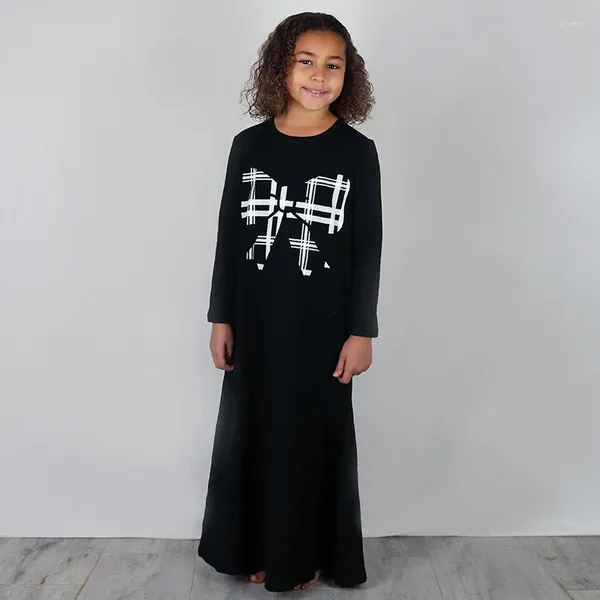 Vestidos de niñas Camisilla Camisilla Vestido de mangas largas Summer Spring Round Children Children Trampado a cuadros Negro Big Bow Algodón y Spandex Clothing