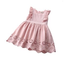 Vestidos de niña Vestido de princesa para niñas Verano Niños Decoración creativa de encaje Sin mangas Hueco para vacaciones de viaje