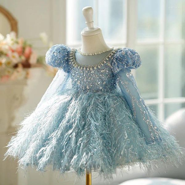 Robe Tutu à paillettes pour filles, tenue de princesse violette avec nœud en perles et nœud papillon, tenue de fête d'anniversaire pour bébés