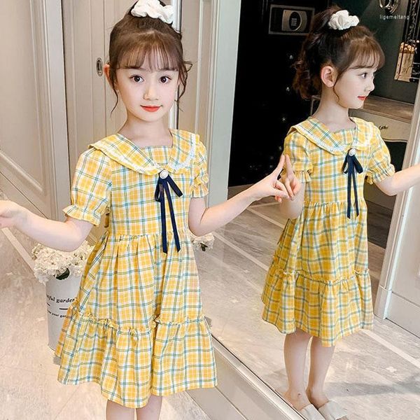 Vestidos de niña Niñas de manga corta Verano 2023 Ropa de moda para niños 4-13 años Vestido de princesa pequeña