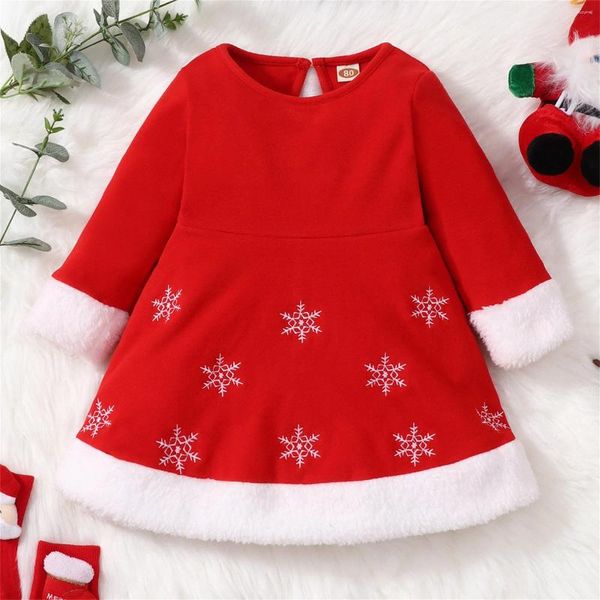 Fille robes filles taille 6 enfants enfant en bas âge bébé automne hiver noël flocon de neige coton coeur forme robe supérieure pour petit