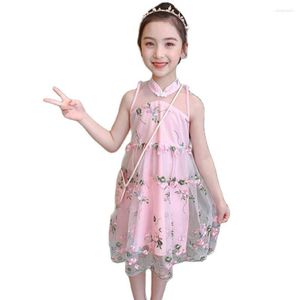 Fille robes filles robe d'été broderie florale enfant sans manches enfants adolescents Costumes pour