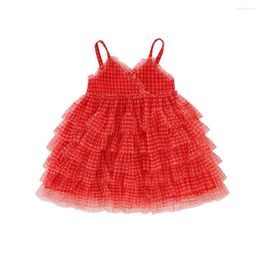 Vestidos de niña Niñas Verano Gasa esponjosa Moda Sling Cake Temperamento Princesa Ropa para niños 1-4 años