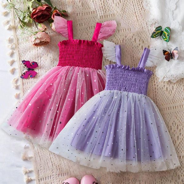 Filles robes filles d'été sweet princesse robe maille tulle couches gâteau couches tenues 1 à 6 ans