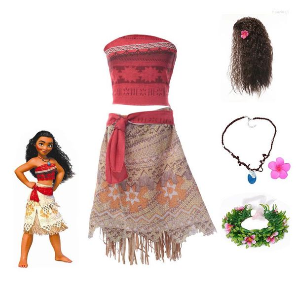 Robes pour filles, tenue d'aventure Vaiana, Costume de princesse Cosplay, cadeaux d'halloween pour enfants, vêtements de fête fantaisie