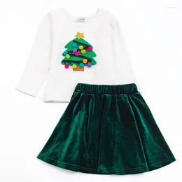 Girlymax – robes de noël et d'hiver pour petites filles, jupe en velours, ensemble à volants avec Pom-pom, au-dessus du genou, vêtements pour enfants