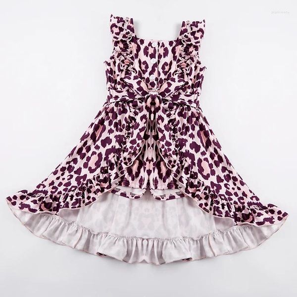 Robes de fille Girlymax robe d'été bébé filles vêtements sans manches lait soie genou longueur volants léopard Plaid Floral
