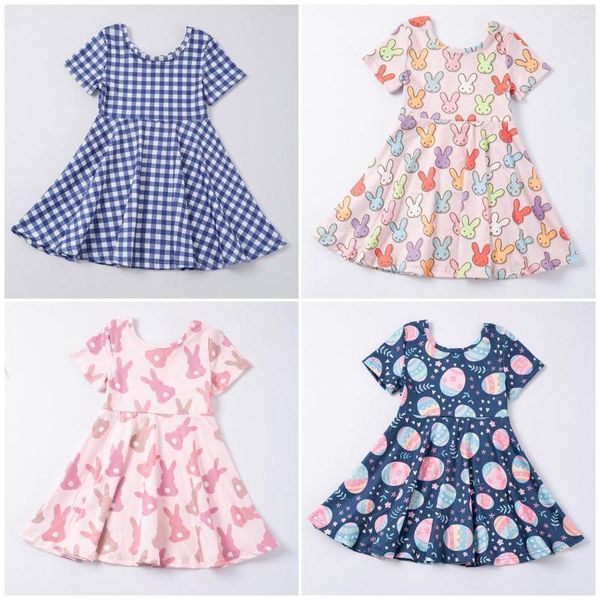 Vestidos de niña Girlymax Verano Primavera Pascua Bebé Niñas Ropa para niños Vestido de seda de leche Twirl Longitud de la rodilla Manga corta