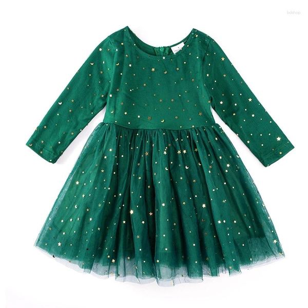 Vestidos de niña Girlymax Invierno Navidad Bebés Niñas Niños Ropa para niños Vestido Lentejuelas verdes Giro Hasta la rodilla Falda tutú Manga larga