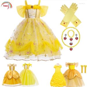 Robes de fille Halloween Costumes Kid Princess Cosplay Robe jaune Drama Déguise Baby Carnival Dress Up Clothes for Christmas
