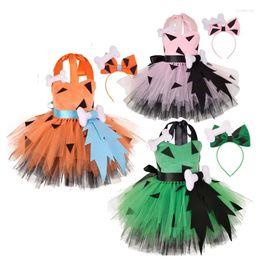 Robes de fille Halloween Pierrafeu os Cosplay Costume pour dentelle TUTU robe enfant fronde fête princesse tunique bandeau enfant redingote vêtements