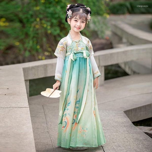 Vestidos de niña Hanfu Girls '2023 primavera mejorado Ru falda estilo chino antiguo bordado Tang Super inmortal vestido Kleider