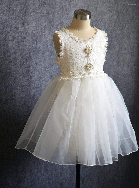 Vestidos de niña Hetiso encaje blanco perla tul princesa bebé vestido tutú infantil para fiesta noche 2-6 años