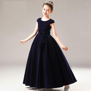 Meisjesjurken High-End Children Piano Test Performance Flanel Princess Rok Viool Orchestral Winter Flower Dress