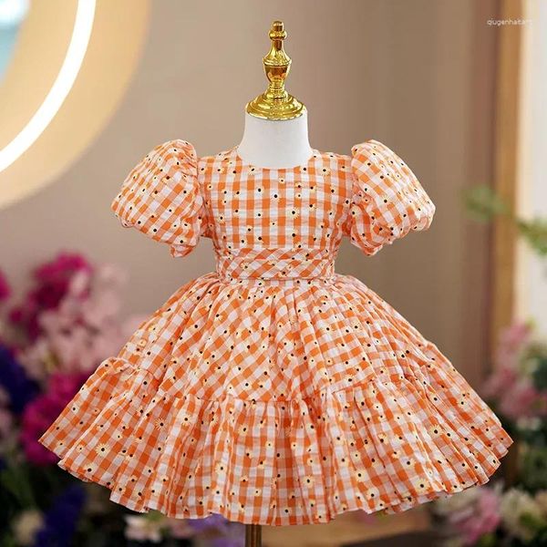 Vestidos de niña de gama alta, vestido de noche para niñas con flores, fiesta de cumpleaños Vintage española para niños, Festival Eid de Pascua