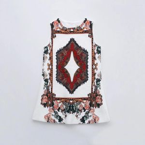 Girl-jurken High-end poker patroon Vest Frock Girls Summer Cotton A-lijn geprinte rok voor kindervakantie geschenk feestjurk