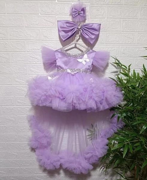 Vestidos de niña, vestido de bautismo para bebé de alta calidad, tutú de plumas de boda para niña, vestido de desfile de graduación para fiesta de 1er cumpleaños, disfraz para niños